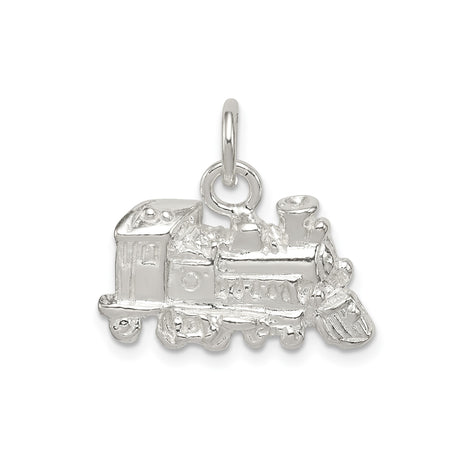 Sterling Silver Locomotive Train Charm Pendant, Detailed Steam Engine Jewelry