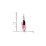 Sterling Silver Slipper Charm with Pink Enamel, Green and Black Evil Eye Accents
