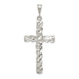 Sterling Silver Cross Pendant with Faceted Diamond Cut Finish, Textured Religious Charm for Men and Women