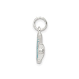 Sterling Silver Crescent Moon Pendant with Turquoise Enamel and Star Design