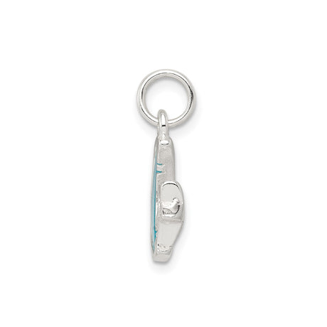 Sterling Silver Crescent Moon Pendant with Turquoise Enamel and Star Design