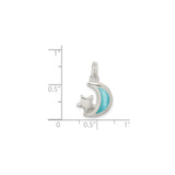 Sterling Silver Crescent Moon Pendant with Turquoise Enamel and Star Design