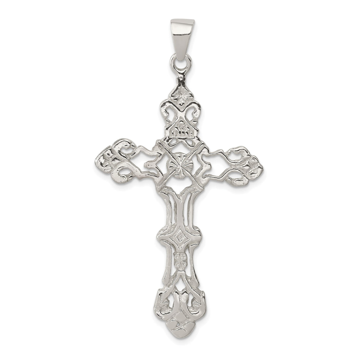 Sterling Silver Cross Pendant with Filigree Cathedral Design for Men and Women