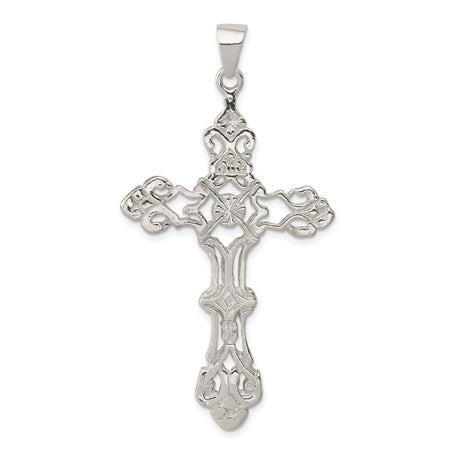 Sterling Silver Cross Pendant with Filigree Cathedral Design for Men and Women