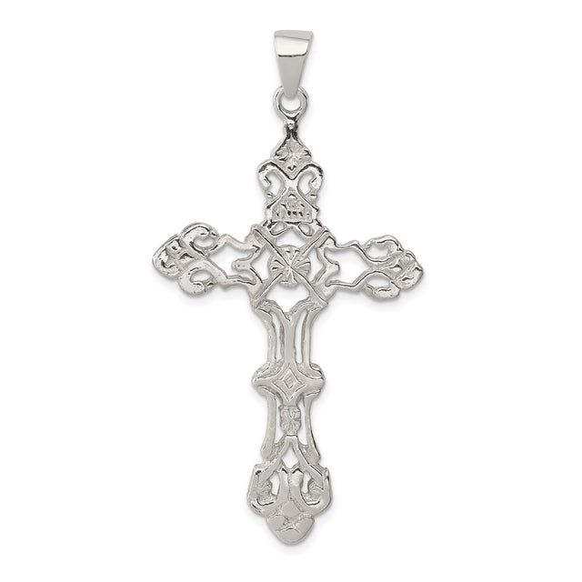 Sterling Silver Cross Pendant with Filigree Cathedral Design for Men and Women