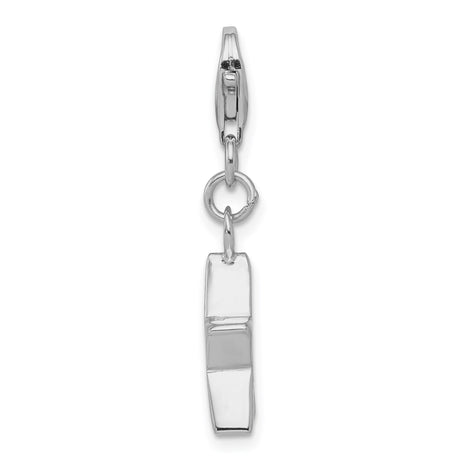 Sterling Silver Star Charm with Cubic Zirconia, Red Five-Point Pendant with Lobster Clasp