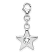 Sterling Silver Star Charm with Cubic Zirconia, Lobster Clasp Celestial Pendant