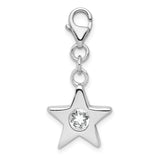 Sterling Silver Star Charm with Cubic Zirconia, Lobster Clasp Celestial Pendant