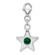 Sterling Silver Star Charm with Cubic Zirconia, Celestial Dangle Jewelry, May Birthstone