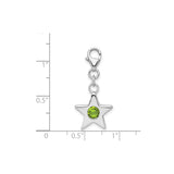 Sterling Silver Star Charm with Cubic Zirconia, Peridot-Inspired Celestial Pendant