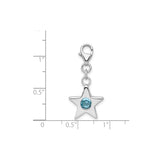 Sterling Silver Star Charm with Cubic Zirconia, Celestial Dangle Pendant for Women or Girls