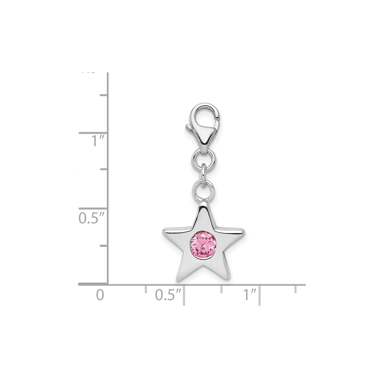 Sterling Silver Star Charm with Cubic Zirconia, Lobster Clasp, Spiritual Jewelry for Women or Girls