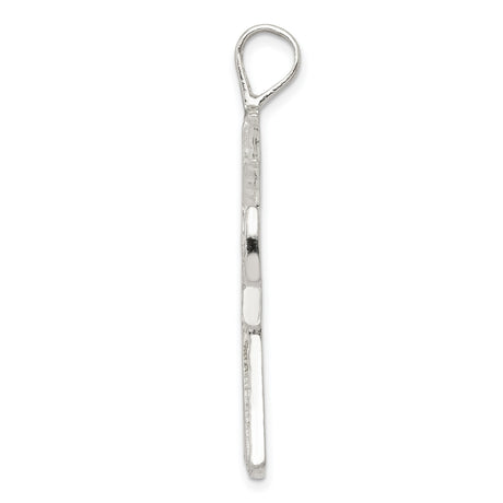 Sterling Silver Cross Pendant with Rugged Finish and Geometric Texture