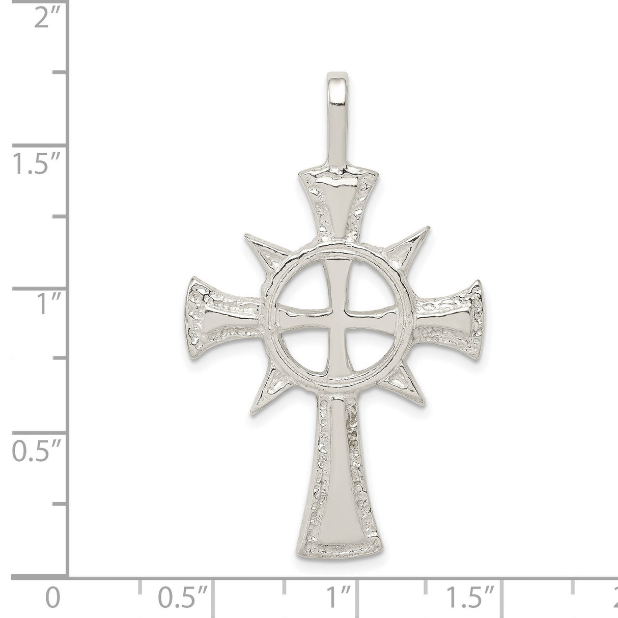 Sterling Silver Cross Pendant with Rugged Finish and Geometric Texture