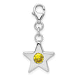 Sterling Silver Star Charm with Cubic Zirconia, Celestial Pendant with Lobster Clasp