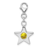 Sterling Silver Star Charm with Cubic Zirconia, Celestial Pendant with Lobster Clasp