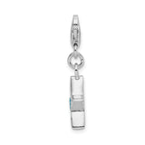 Sterling Silver Star Charm with Cubic Zirconia, Celestial Dangle with Lobster Clasp