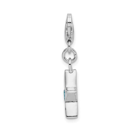 Sterling Silver Star Charm with Cubic Zirconia, Celestial Dangle with Lobster Clasp