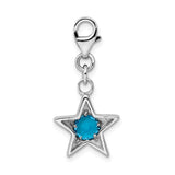 Sterling Silver Star Charm with Cubic Zirconia, Celestial Dangle with Lobster Clasp