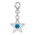 Sterling Silver Star Charm with Cubic Zirconia, Celestial Dangle with Lobster Clasp