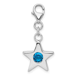 Sterling Silver Star Charm with Cubic Zirconia, Celestial Dangle with Lobster Clasp