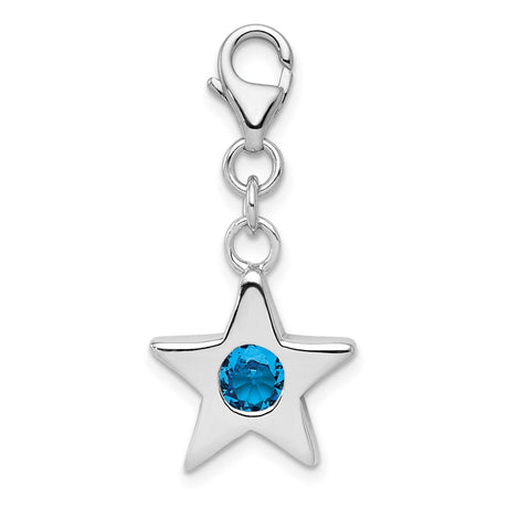 Sterling Silver Star Charm with Cubic Zirconia, Celestial Dangle with Lobster Clasp