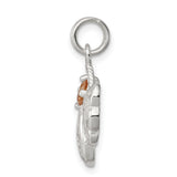 Orange CZ Angel Charm Pendant in Real 925 Sterling Silver