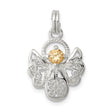 Orange CZ Angel Charm Pendant in Real 925 Sterling Silver
