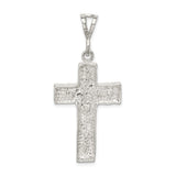 Sterling Silver Textured Nugget Cross Pendant with Fine Chain, Unisex Religious Jewelry