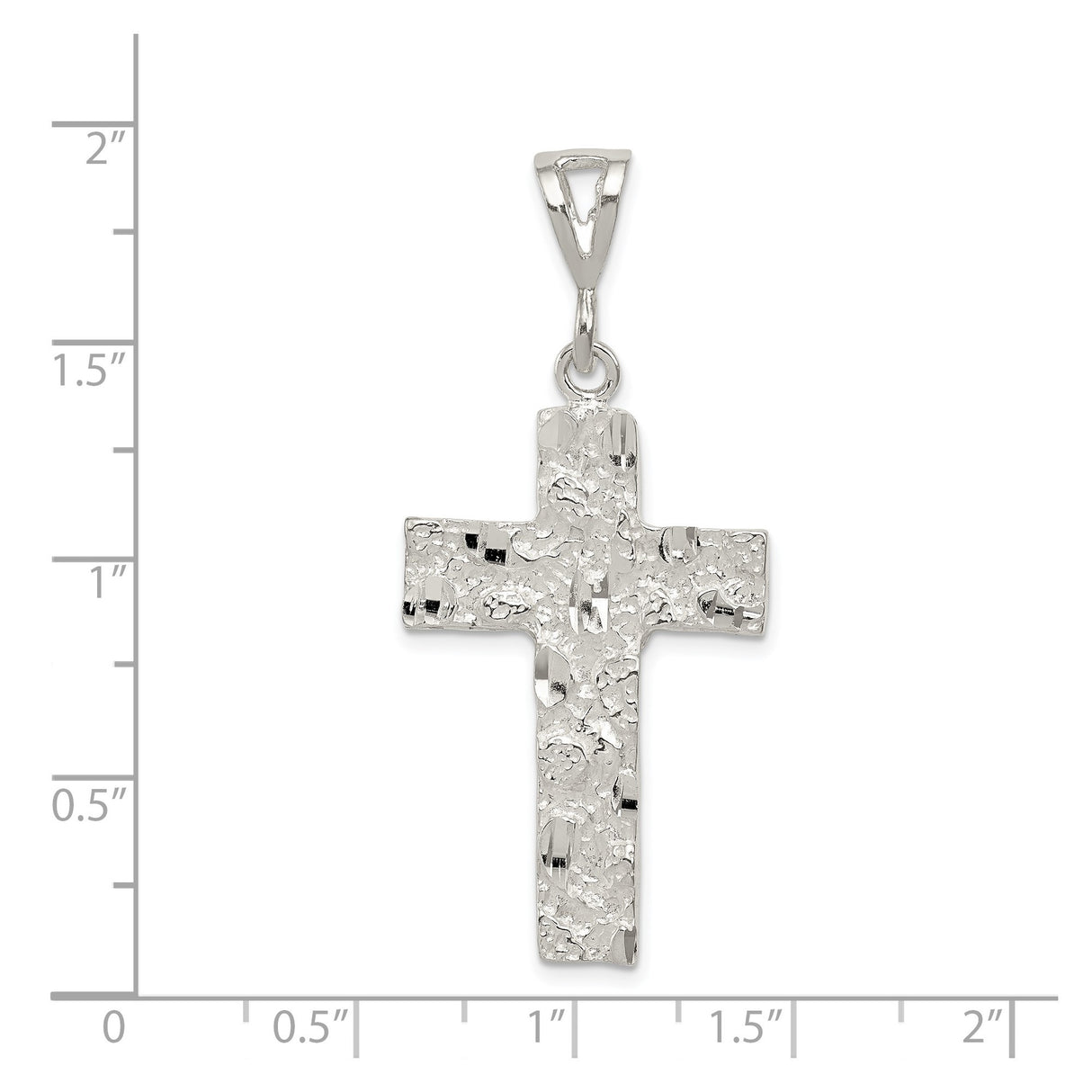 Sterling Silver Textured Nugget Cross Pendant with Fine Chain, Unisex Religious Jewelry
