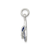 Sterling Silver Flip Flop Sandal Pendant with Cubic Zirconia and Blue Enamel, Coastal Style