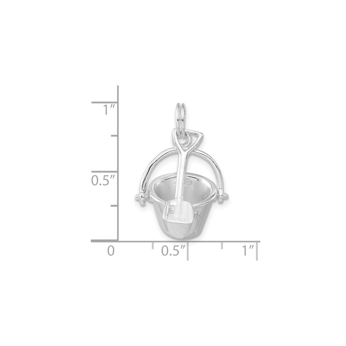 Sterling Silver Beach Bucket and Shovel Charm Pendant, Nautical Summer Jewelry