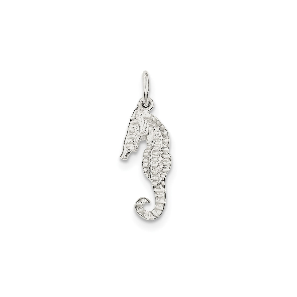 Sterling Silver Seahorse Pendant Charm with Textured Nautical Design for Women