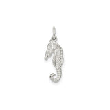 Sterling Silver Seahorse Pendant Charm with Textured Nautical Design for Women