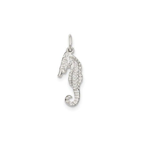 Sterling Silver Seahorse Pendant Charm with Textured Nautical Design for Women