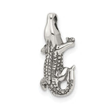 Sterling Silver Alligator Pendant, Textured Gator Charm with Wildlife Jungle-Inspired Design