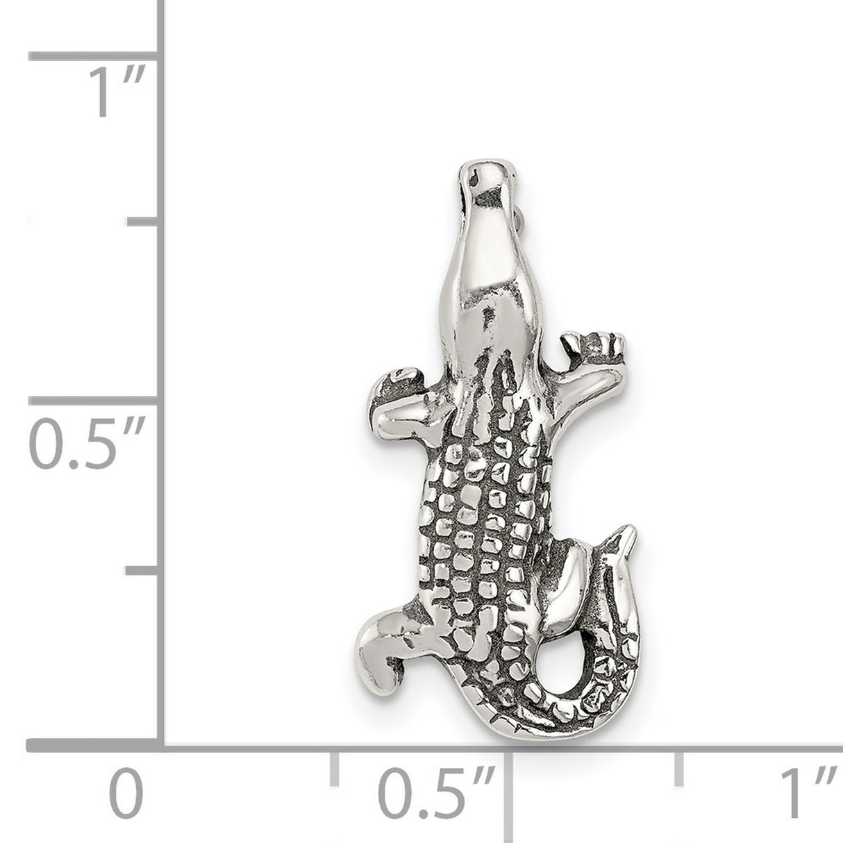 Sterling Silver Alligator Pendant, Textured Gator Charm with Wildlife Jungle-Inspired Design