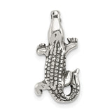 Sterling Silver Alligator Pendant, Textured Gator Charm with Wildlife Jungle-Inspired Design