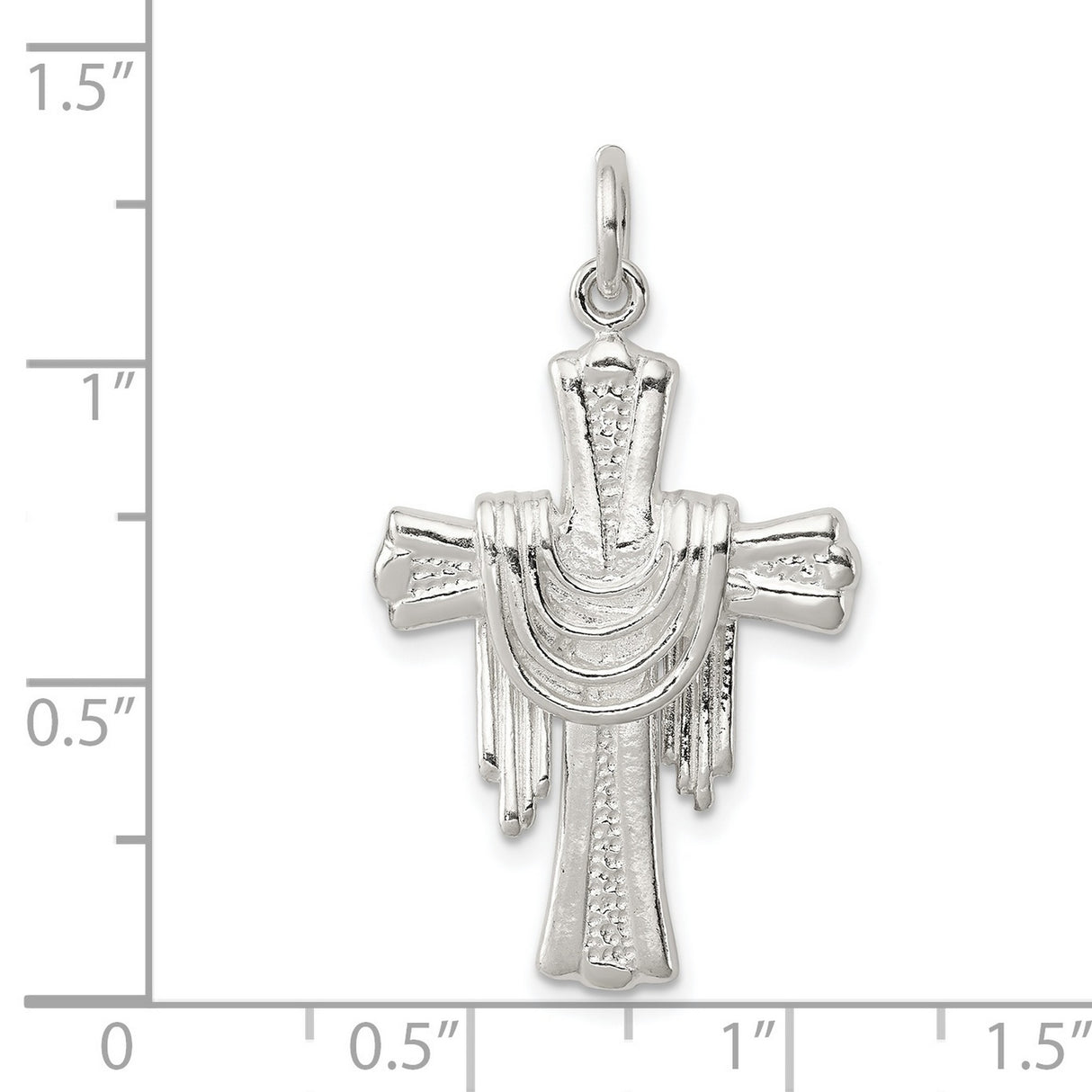 Draped Cross Charm Pendant in Real 925 Sterling Silver