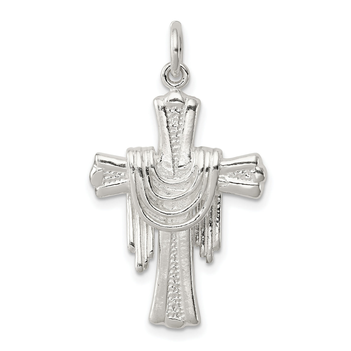 Draped Cross Charm Pendant in Real 925 Sterling Silver