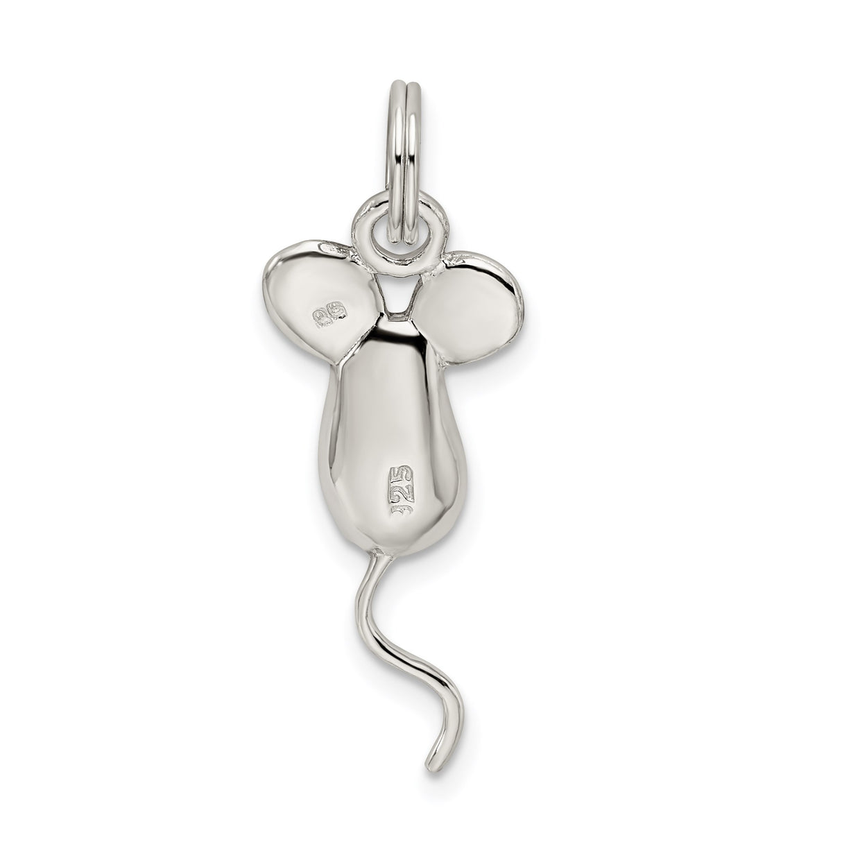 Sterling Silver Mouse Charm Pendant with Big Ears and Curled Tail, Whimsical Animal Jewelry