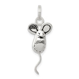 Sterling Silver Mouse Charm Pendant with Big Ears and Curled Tail, Whimsical Animal Jewelry