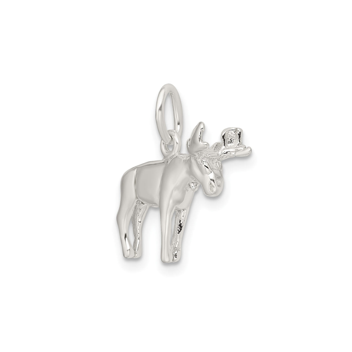 Sterling Silver Moose Charm Pendant, Realistic Wilderness Animal Jewelry