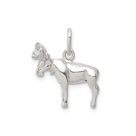 Sterling Silver Moose Charm Pendant, Realistic Wilderness Animal Jewelry