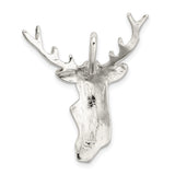 Sterling Silver Deer Head Pendant with Antlers, Rustic Wildlife Stag Charm