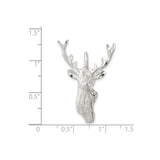 Sterling Silver Deer Head Pendant with Antlers, Rustic Wildlife Stag Charm