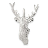 Sterling Silver Deer Head Pendant with Antlers, Rustic Wildlife Stag Charm