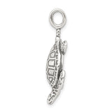Sterling Silver Turtle Pendant with Textured Flippers and Shell Detail, Ocean Animal Jewelry