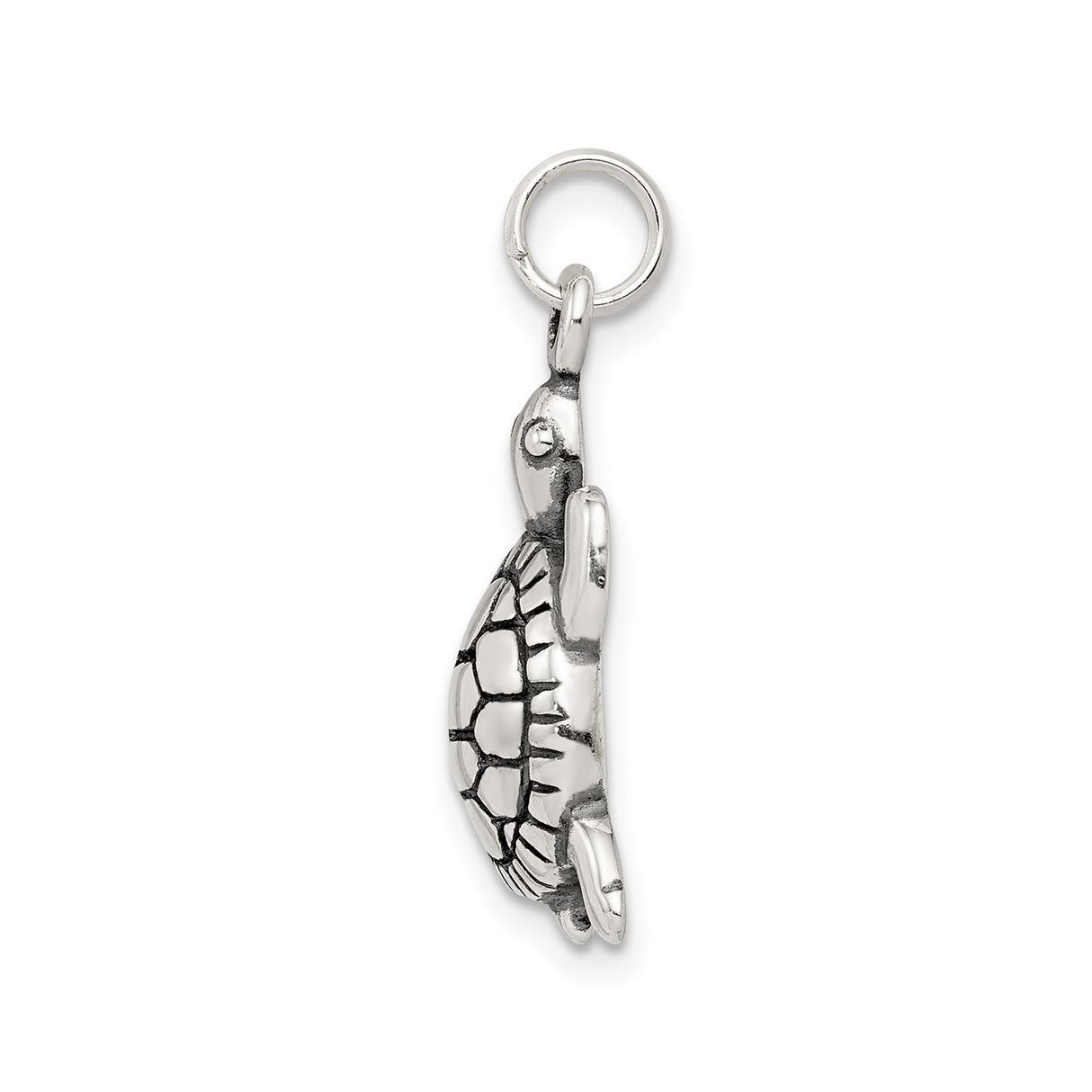 Sterling Silver Turtle Pendant with Detailed Shell Design, Nautical Ocean Charm