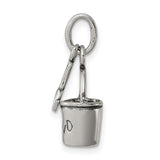 Antiqued Sand Bucket and Shovel Charm Pendant in Real 925 Sterling Silver